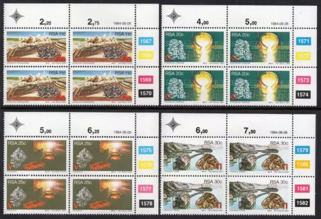 RSA MNH 1984 SG558-61 bloques minerales estratégicos de 4