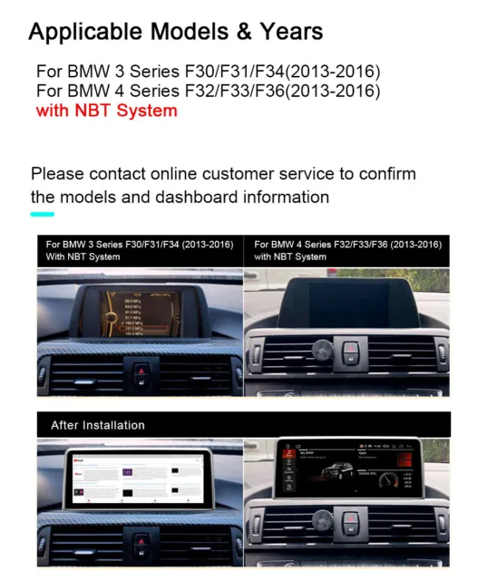 10.25'' Carplay Display for BMW F30 F31 F32 F33 F34 F36 3/4 Series NBT Car Radio 3
