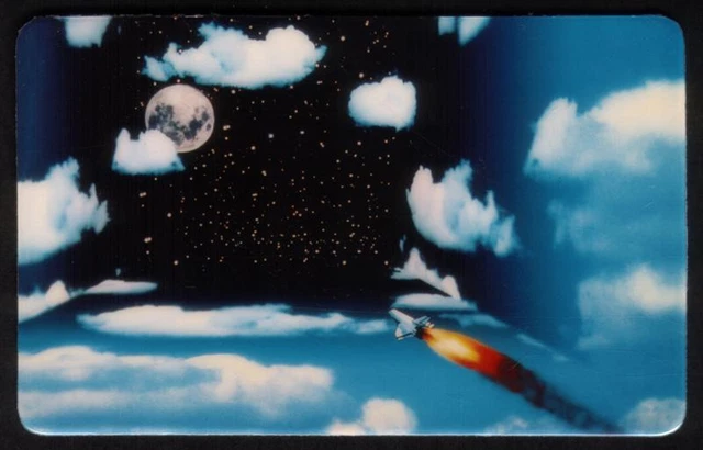 10u Artwork of NASA Space Shuttle Flying To The Moon SPECIMEN Phone Card
