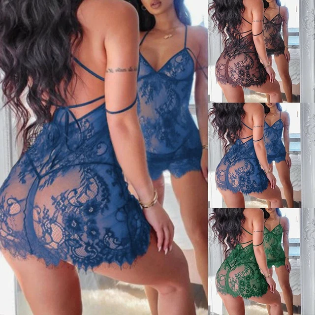 Donna Sexy-Lingerie Indumenti da Notte Intimo Biancheria Pizzo Perizoma Di