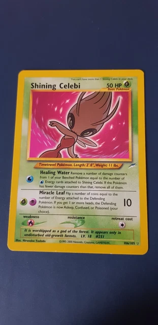 106/105 Shining Celebi Pokemon TCG Rare Holo Card - Neo Destiny - LP