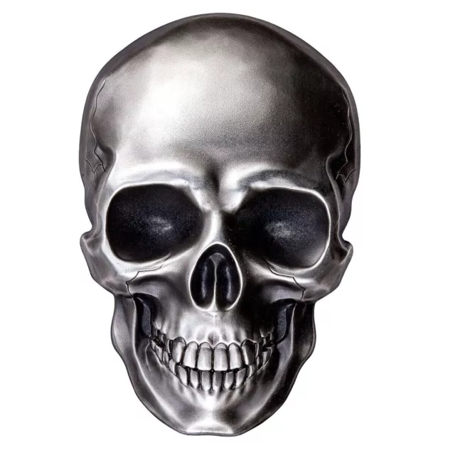 2016 PALAU 3D SKULL NUMERO Moneta d'argento da 1 Oz $5 Finitura anticata T