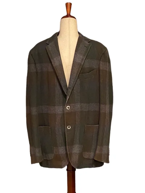 Boglioli Milano Plaid Jacket  Mens 54 US 44 Wool Blend Blazer Sport Coat Italy