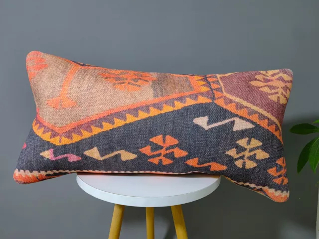 Extra Long Lumbar Pillow Cover - turkish rug pillow cover - print  pillow cover