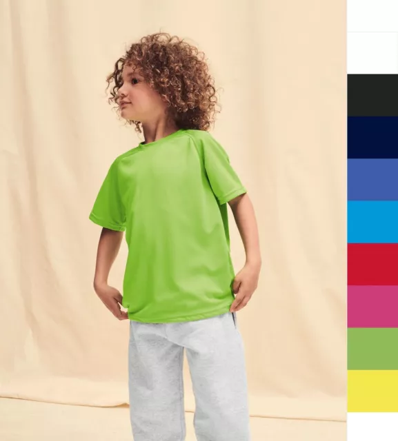 2er Pack Kinder Performance T-Shirt Fruit of the Loom dünn 104 bis 164  61-013-0