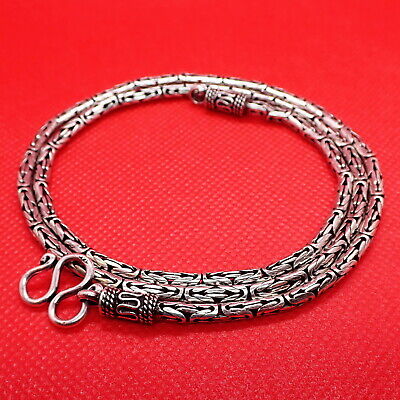 Byzantine Bali Borobudur 925 Sterling Silver Pendant Necklace Chain 3mm 24" 43g
