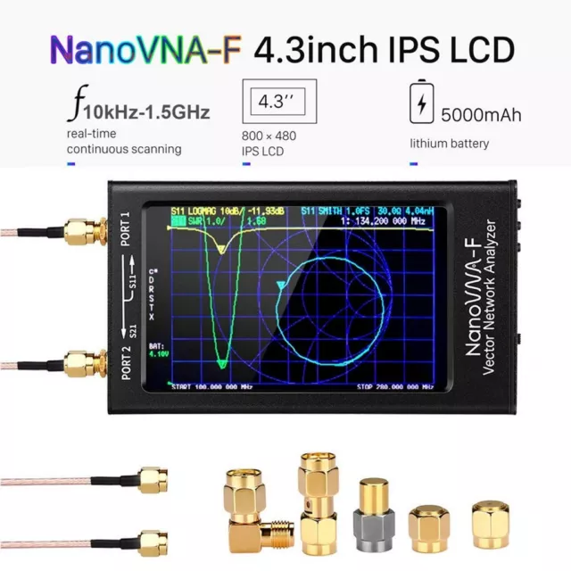 V3.1 10khz-1.5Ghz NanoVNA-F VNA HF VHF UHF Vector Network Antenna Analyzer