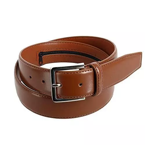 CTM® Men's Leather Travel Money Belt, 36, Tan