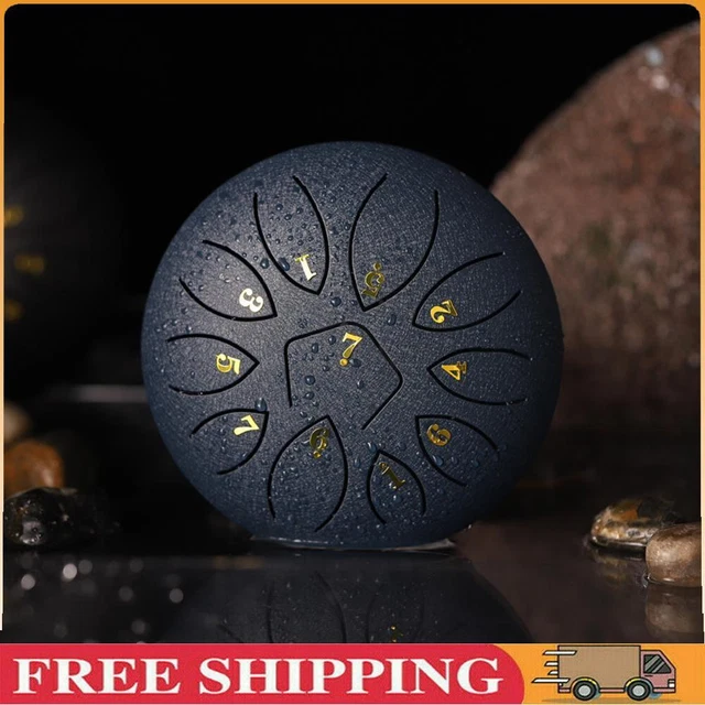 6 Inch 11-Note Tongue Drum with Drumsticks Hand Pan Ethereal Drums (Navy) ~