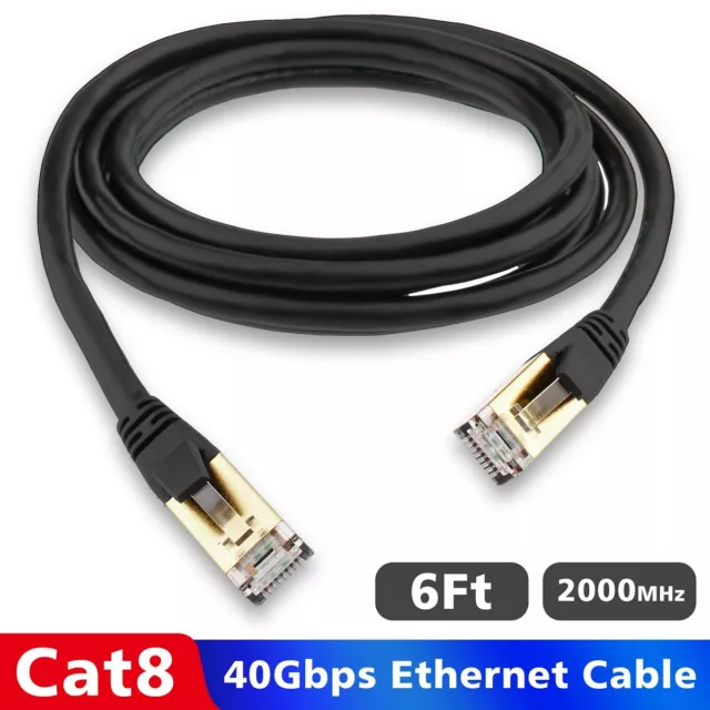 Cat 8 Ethernet RJ45 Cable Super Speed 40Gbps Patch LAN Network Gold Plated Lot