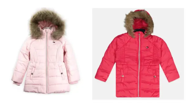 Tommy Hilfiger Toddler Girls Puffer Jacket w/ Faux Fur Hood Pick Size & Color