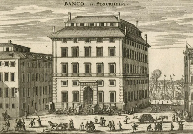 GABRIEL BODENEHR - Bank, Geldwesen - Banco in Stockholm - Kupferstich, 1721