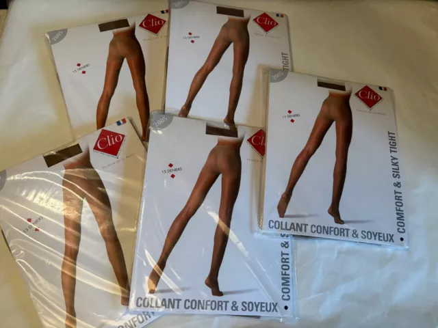 CLIO made in france lot de 5 paires de collants taille 4 daim confort et soyeux