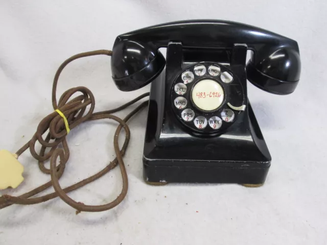 Vintage 1930s Western Electric/Bell System black rotary dial desk telephone set