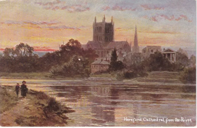 Artist Drawn, The Cathedral From River Wye, HEREFORD, Herefordshire