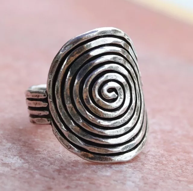 Plain 925 Sterling Silver Ethnic Spiral Ring Jewellery Real Little Gems