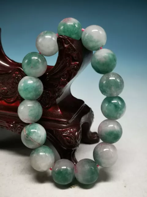 QUALITY SUPERIOR. Exquisite Natural Green Jade Hand Polished Bead Bracelet Y87