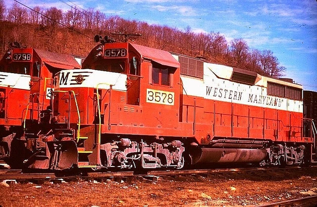 Kodak Duplicate Slide Western Maryland Gp-35 #3578 Bowest, Pa February 24, 1974