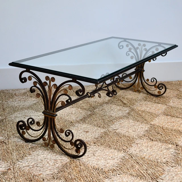 French Mid 20th Century Maison Bagues Style Gilt Side Chair Sofa Coffee Table