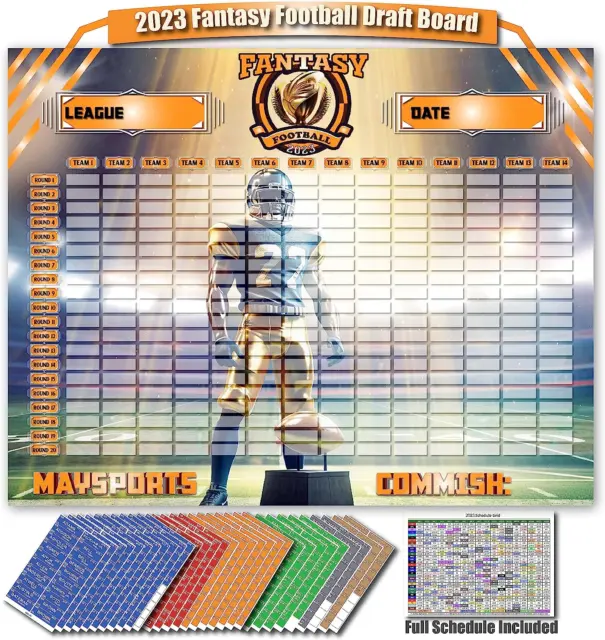 EXTRA LARGE FOOTBALL Draft Board Kit 20232024 596 Labels, 14 Teams