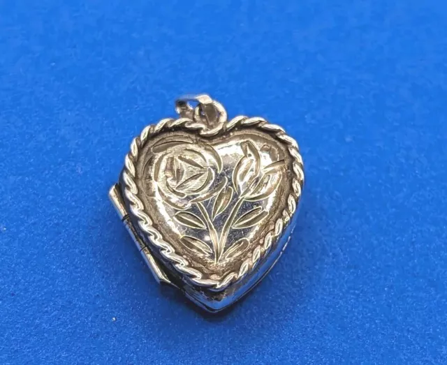 Floral Heart Locket Vintage 925 Sterling Silver