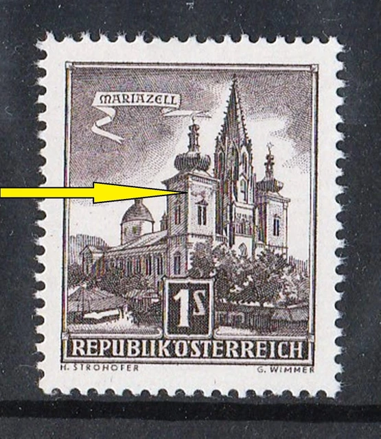 ÖSTERREICH MiNr. 1035 I, 1 Schilling mit PF "beschädigter Turm", **postfrisch