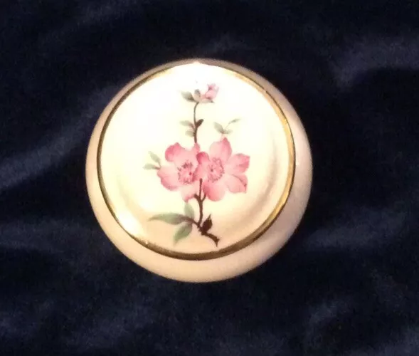 Vintage Trinket box  gold pink floral Adderley Bone China  VGC!