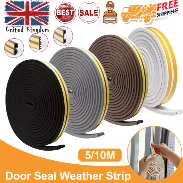 5m/10m Rubber Seal Door Weather Strip Foam Sticky Tape Window Draught Excluder