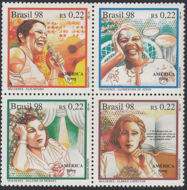 Upaep Brasil 2379/82 1998 Elis Clementina Dulcina Clarice MNH