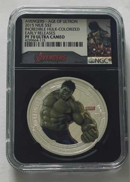 2015 Niue $2 Incredible Hulk Avengers Colorized NGC PF 70 Early Releases