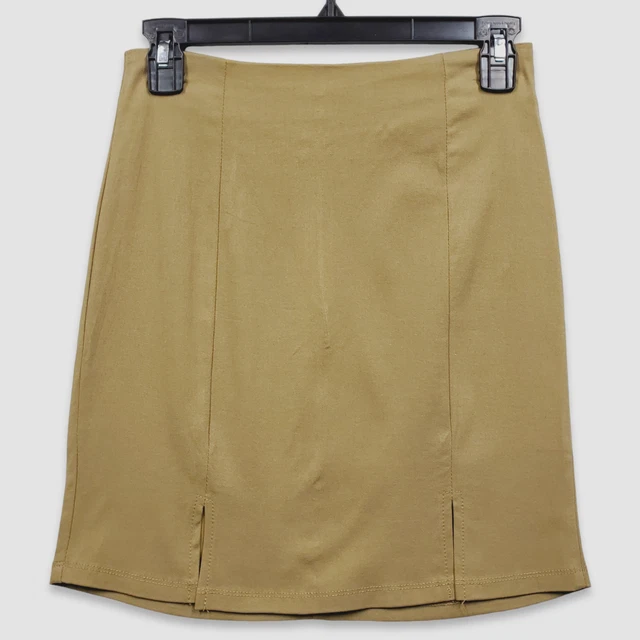 NEW Hyfve  A-line Pencil Mini Skirt Medium Stretch Tan Beige Khaki
