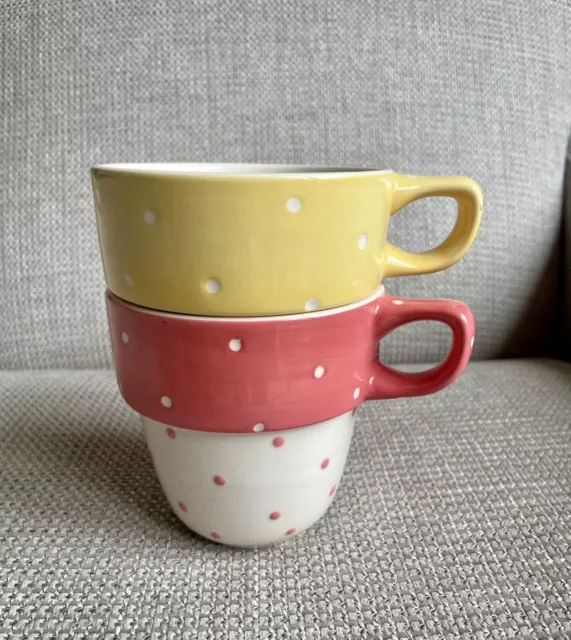 Marks And Spencer Pair Of Polka Dot Spotty Stacking Mugs