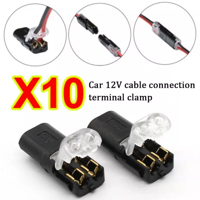 10er Set Kabel Stecker 12V Auto mit Klemmenanschluss und Anschlussklammer