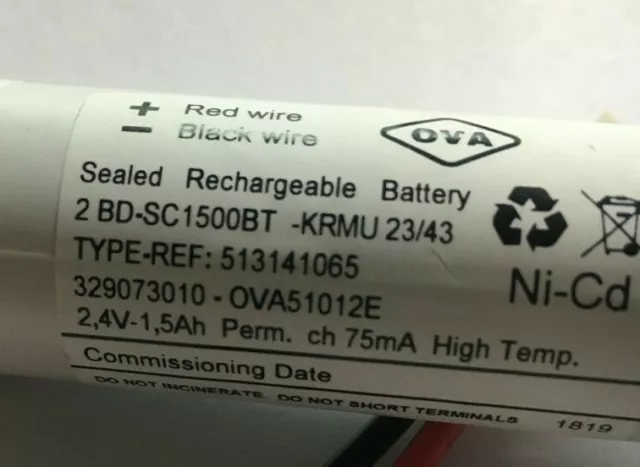 Batteria Ricambio Lampade Emergenza Ova Schneider Cod 51012E 2,4Volt 1,5ah