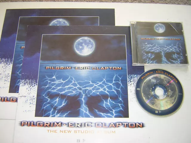 ORIGINAL ERIC CLAPTON CD ALBUM - PILGRIM - PLUS 2 PROMOTIONAL 12"x12" CARDS