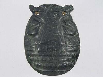 Pre-Columbian Carved Jade Effigy Figural Animal Alligator Pendant 500-1500 Ad 3" 3