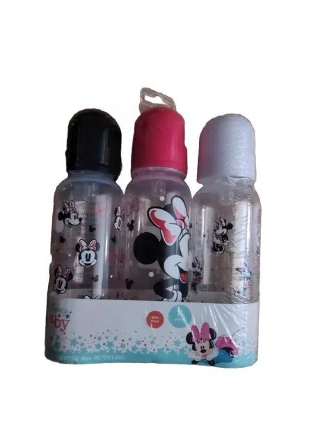 BABY BOTTLE SET 3 - GIRLS - DISNEY MINNIE MOUSE BLACK WHITE - 9 oz BPA FREE