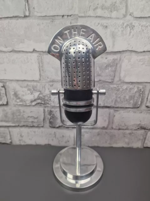 On Air Microphone Chromed Ornament, Deco, Music Lover, Man Cave, New, Unusual