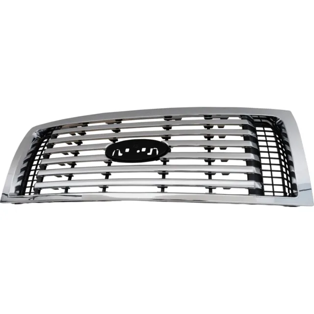Grille For 2010-2012 Ford F-150 Chrome Shell w/ Black Insert Plastic