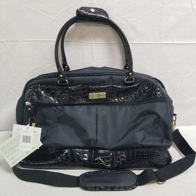 NWT Samantha Brown Black HarvestGold Yellow Lined Carry On Weekender Travel Bag
