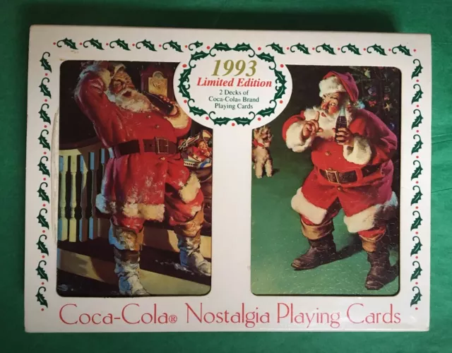 1993 Coca-Cola Nostalgia Playing Cards *1 Deck (Sealed) In Designer Santa Tin