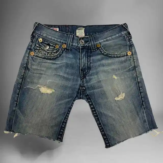 Vintage Y2K True Religion Cut Off Daddy Jean Shorts Mens 29 USA Made Street Q-10