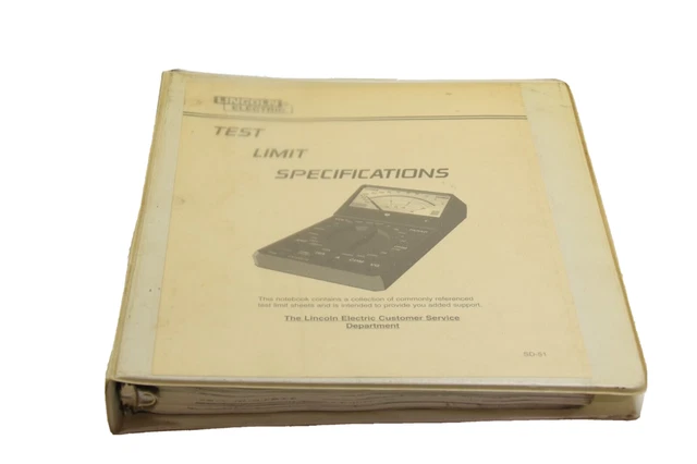 Lincoln Sd-51 Manual. Test Limit Specifications, November 1996