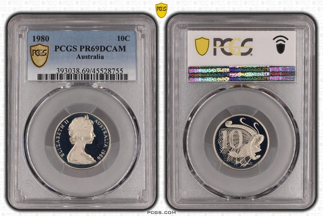 1980 Proof Ten Cent 10c Australia PCGS PR69DCAM FDC UNC #3758