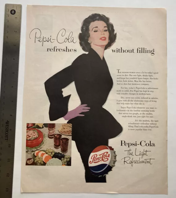 Vintage 1953 Pepsi-Cola Print Ad - The Light Refreshment - Rare Collectible 2