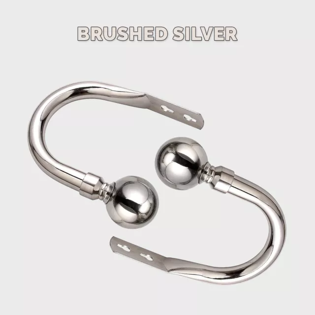 2 X Metal Curtain Hold Backs for Curtains Brushed Silver Wall Tie Backs Holder