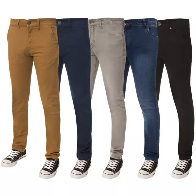 Enzo Designer Ragazzi Bambini Skinny Stretch Chino Jeans Slim Fit Pantaloni