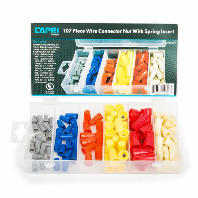 Capri Tools Assorted Wire Connector Terminal Kit Electrical UL Listed