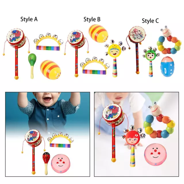 4x Wooden Percussion Musical Instrument Developmental Toy  Coordination