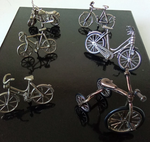 magnfique Lot De Vélos Et Moto En Argent Massif